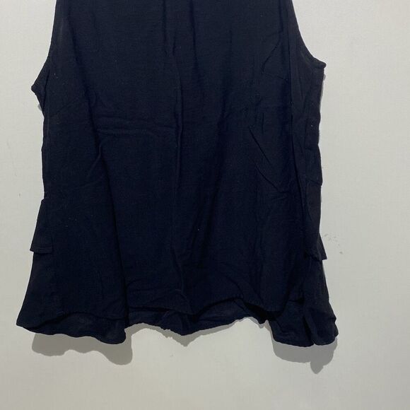 Loft Women's Black Button Front Layered Sleeveless Blouse Size Medium - Picture 4 of 6